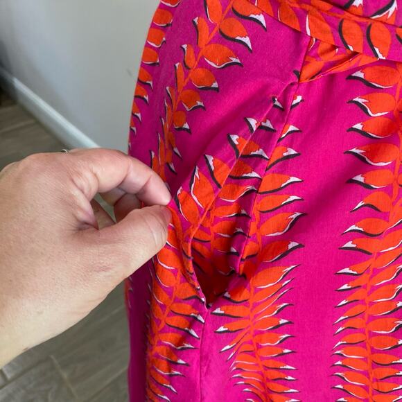WAYWARD FANCIES Hot Pink Tropical Linear Graphic Print Cotton Voile Dress Sz 10 - Picture 8 of 13